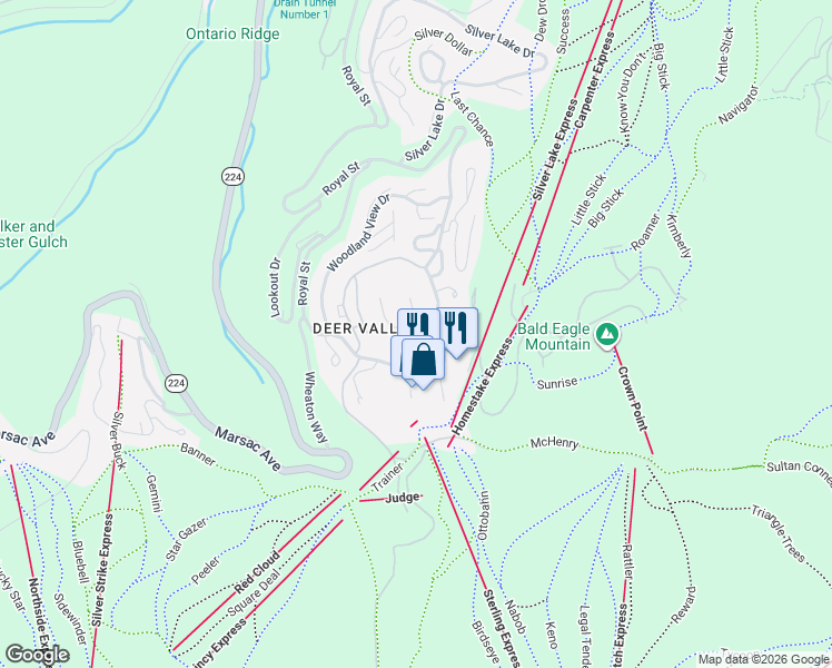 map of restaurants, bars, coffee shops, grocery stores, and more near 7864 Aster Lane in Kamas