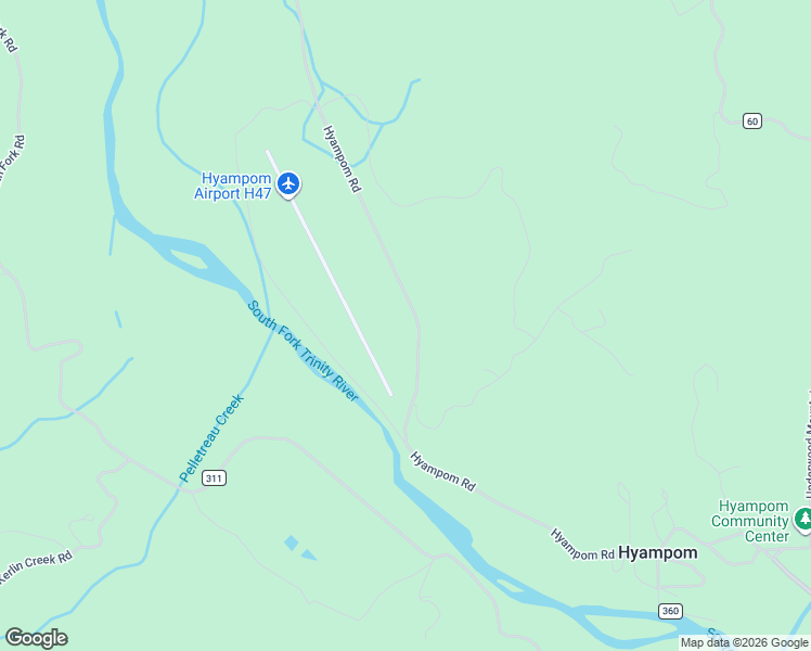 map of restaurants, bars, coffee shops, grocery stores, and more near Garrett Road in Hyampom