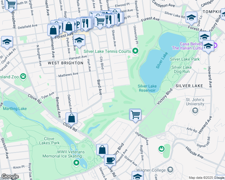 map of restaurants, bars, coffee shops, grocery stores, and more near 5 Herkimer Street in Staten Island
