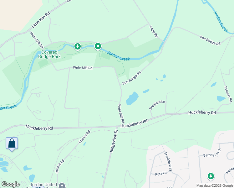 map of restaurants, bars, coffee shops, grocery stores, and more near 2178 Wehr Mill Road in Allentown