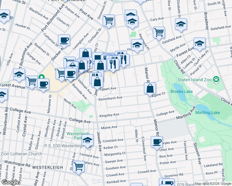 map of restaurants, bars, coffee shops, grocery stores, and more near 41 Jillian Court in Staten Island