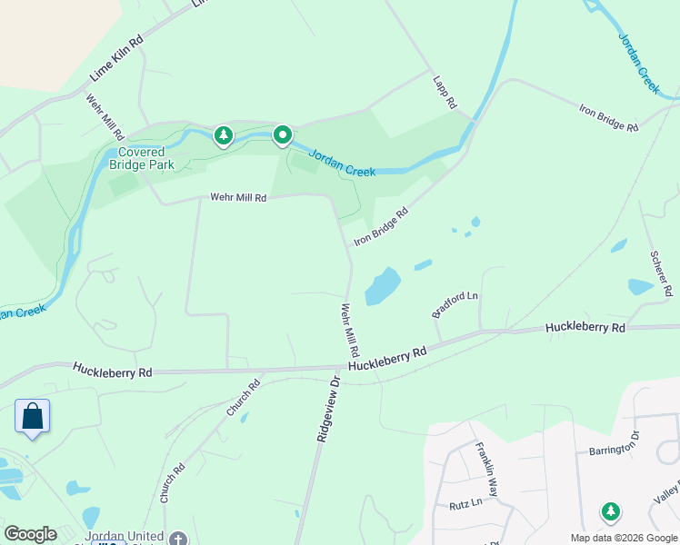 map of restaurants, bars, coffee shops, grocery stores, and more near 2178 Wehr Mill Road in Allentown