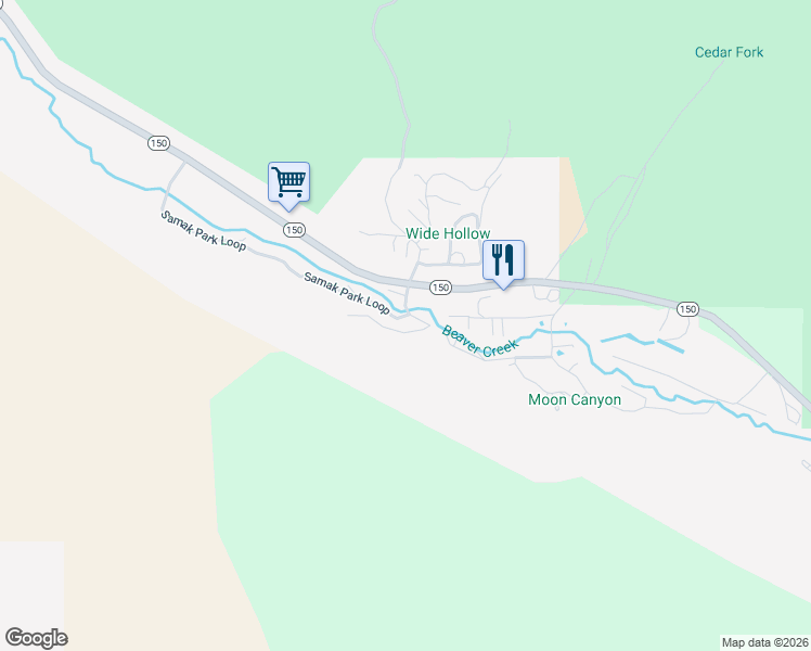 map of restaurants, bars, coffee shops, grocery stores, and more near 2186 Samak Park Loop in Kamas