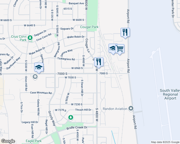 map of restaurants, bars, coffee shops, grocery stores, and more near 4848 West 7000 South in West Jordan