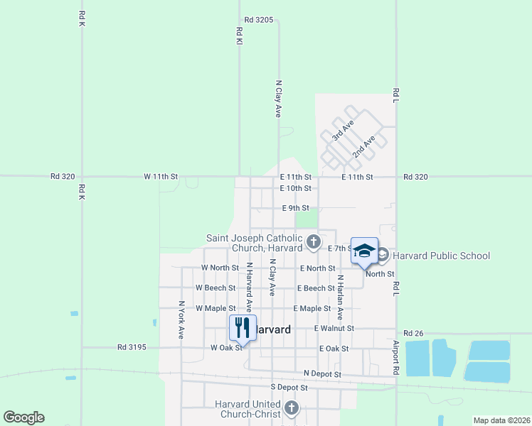 map of restaurants, bars, coffee shops, grocery stores, and more near 101-199 East 9th Street in Harvard