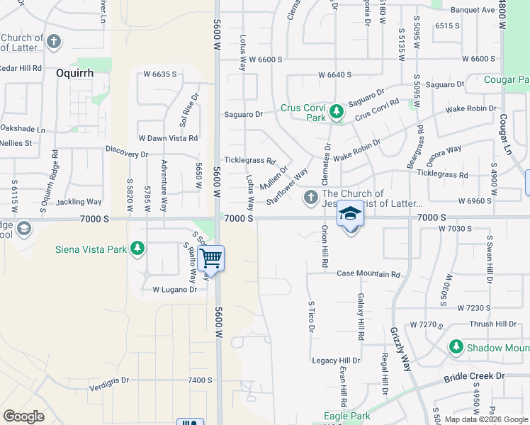 map of restaurants, bars, coffee shops, grocery stores, and more near 5478 West 7000 South in West Jordan