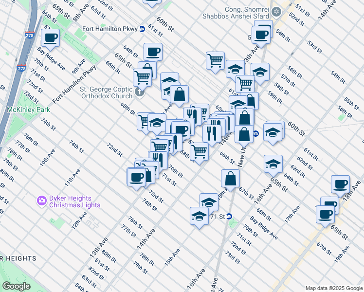 map of restaurants, bars, coffee shops, grocery stores, and more near in Brooklyn
