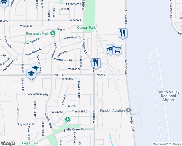 map of restaurants, bars, coffee shops, grocery stores, and more near 4822 West 7000 South in West Jordan