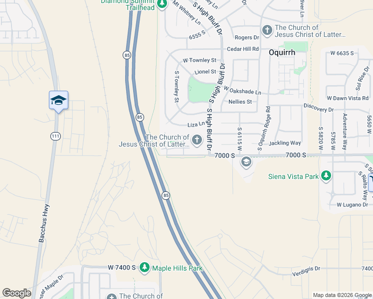 map of restaurants, bars, coffee shops, grocery stores, and more near 6301 Passenger Lane in West Jordan