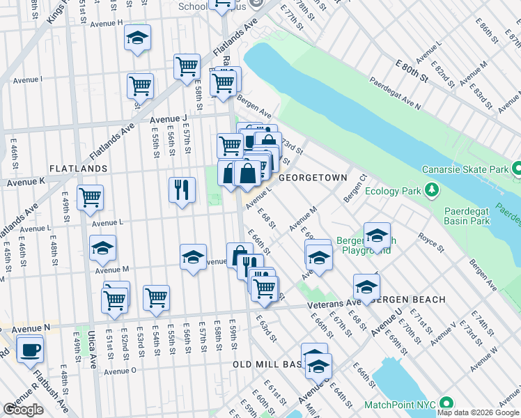map of restaurants, bars, coffee shops, grocery stores, and more near in Brooklyn