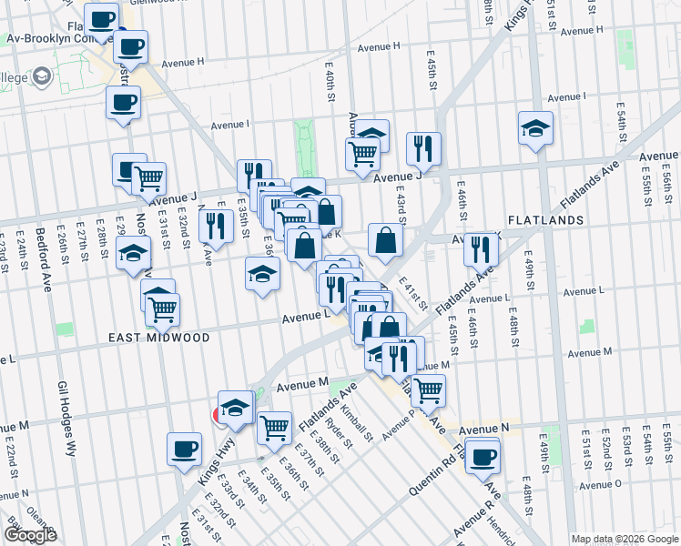 map of restaurants, bars, coffee shops, grocery stores, and more near 16 Hubbard Place in Brooklyn