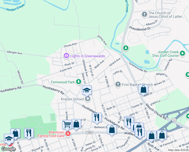 map of restaurants, bars, coffee shops, grocery stores, and more near 2039 Girard Avenue in Allentown