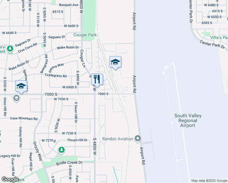 map of restaurants, bars, coffee shops, grocery stores, and more near 6983 Florentine Way in West Jordan