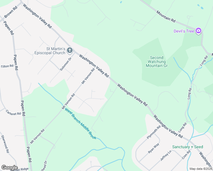 map of restaurants, bars, coffee shops, grocery stores, and more near 1424 Washington Valley Road in Bridgewater Township