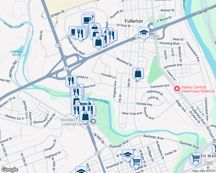 map of restaurants, bars, coffee shops, grocery stores, and more near 820 Fairmont Avenue in Fullerton