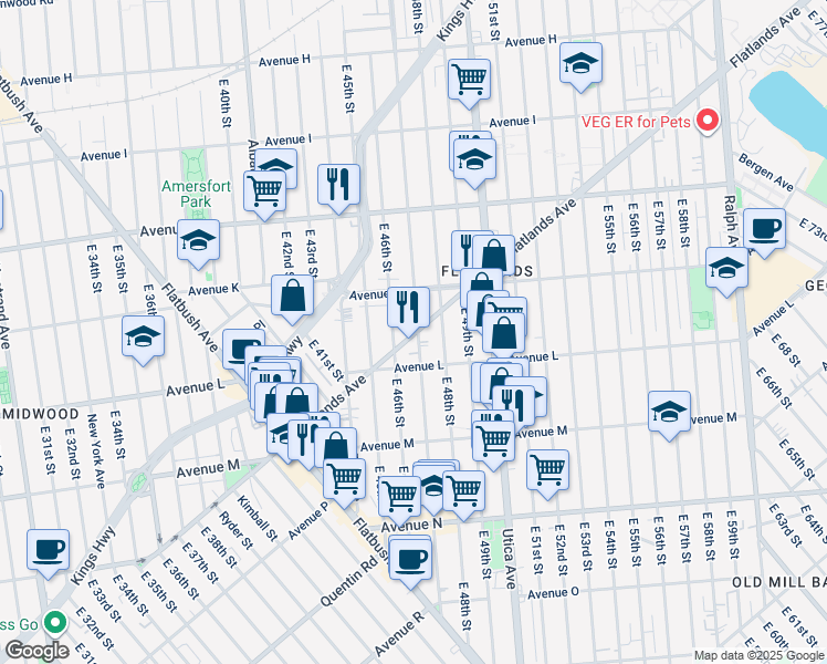 map of restaurants, bars, coffee shops, grocery stores, and more near 1960 Schenectady Avenue in Brooklyn