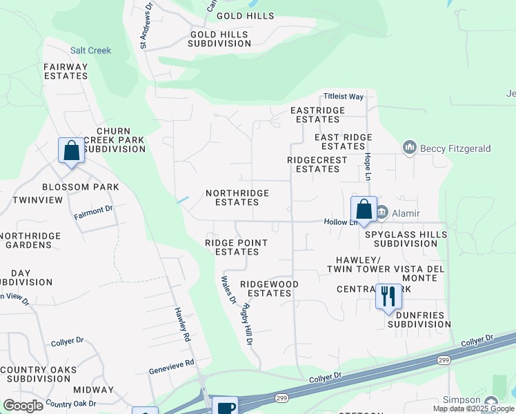 map of restaurants, bars, coffee shops, grocery stores, and more near 11580 Wilvern Ln in Redding