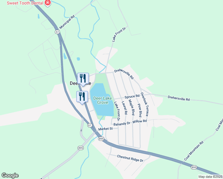 map of restaurants, bars, coffee shops, grocery stores, and more near 336 Lake Front Drive in Orwigsburg