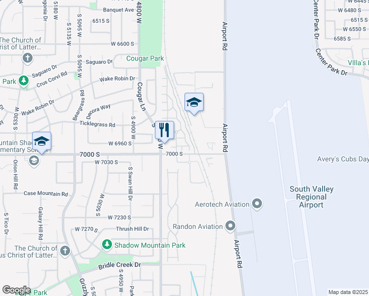 map of restaurants, bars, coffee shops, grocery stores, and more near 6979 Ufizzi Court in West Jordan