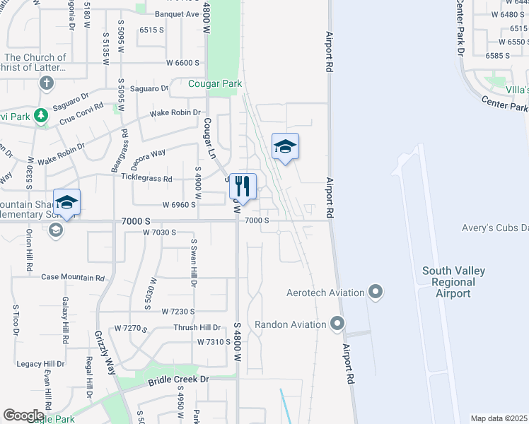 map of restaurants, bars, coffee shops, grocery stores, and more near 6980 Ufizzi Court in West Jordan