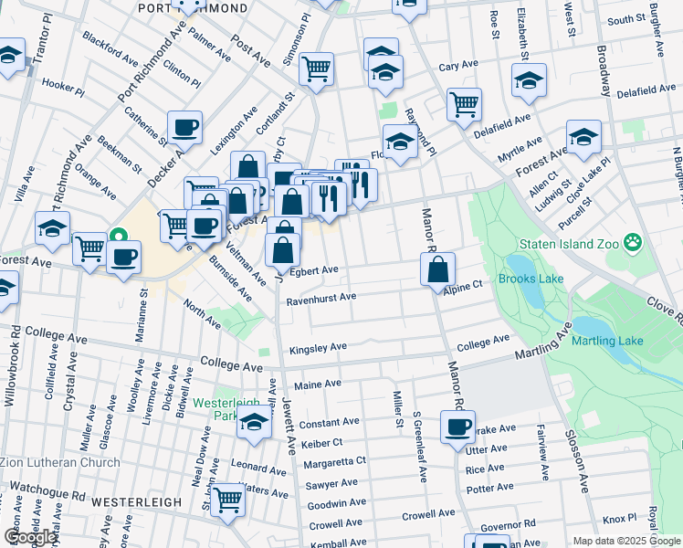 map of restaurants, bars, coffee shops, grocery stores, and more near 19 Jillian Court in Staten Island