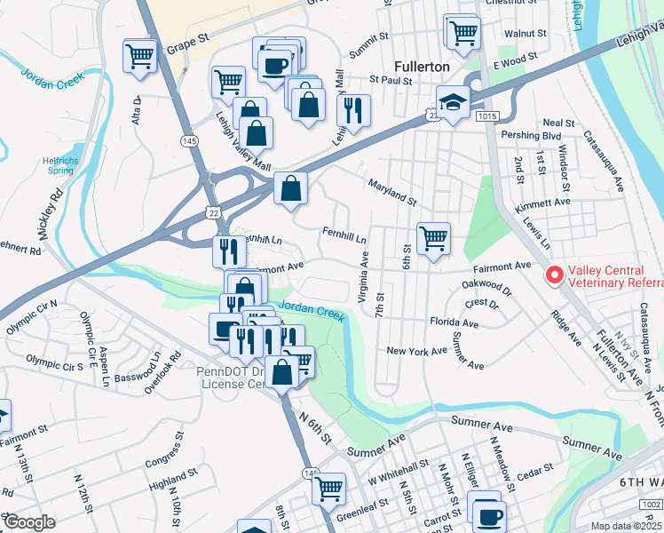 map of restaurants, bars, coffee shops, grocery stores, and more near 820 Fairmont Avenue in Fullerton