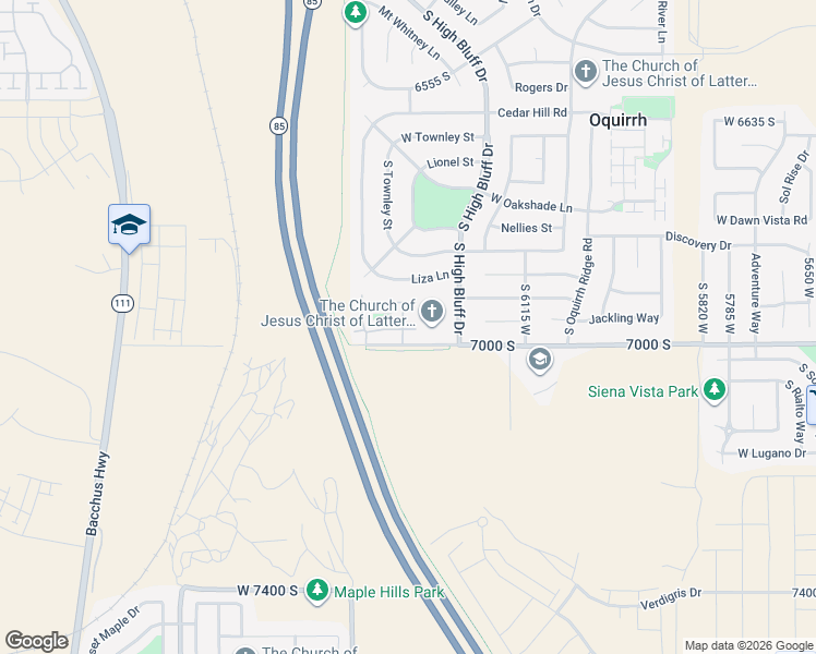 map of restaurants, bars, coffee shops, grocery stores, and more near 6995 Tourist Lane in West Jordan