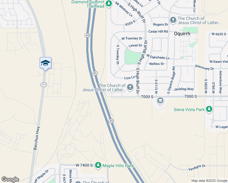map of restaurants, bars, coffee shops, grocery stores, and more near 6364 Passenger Lane in West Jordan