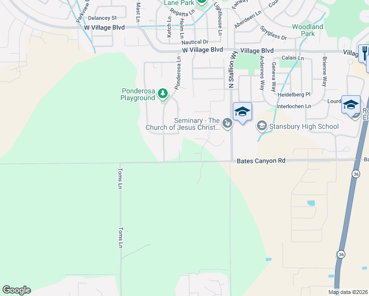 map of restaurants, bars, coffee shops, grocery stores, and more near 5246 Roma Lane in Stansbury Park