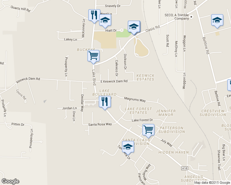 map of restaurants, bars, coffee shops, grocery stores, and more near 3492 Magnums Way in Redding
