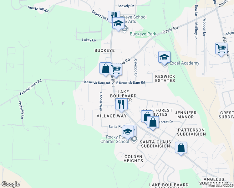 map of restaurants, bars, coffee shops, grocery stores, and more near 3310 Magnums Way in Redding