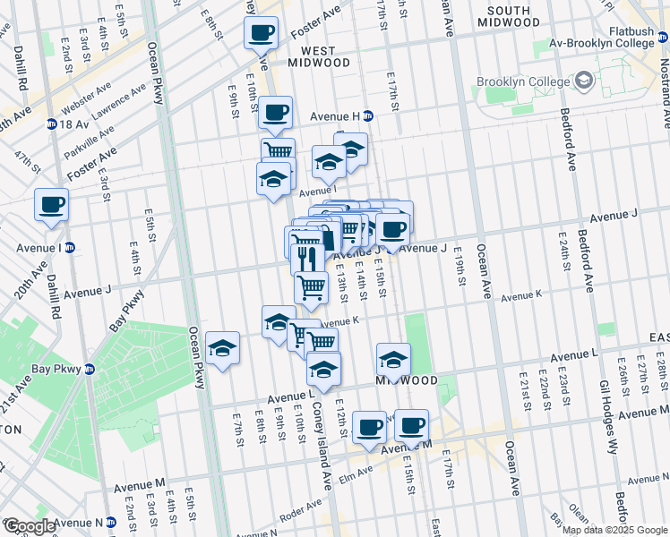 map of restaurants, bars, coffee shops, grocery stores, and more near in Brooklyn