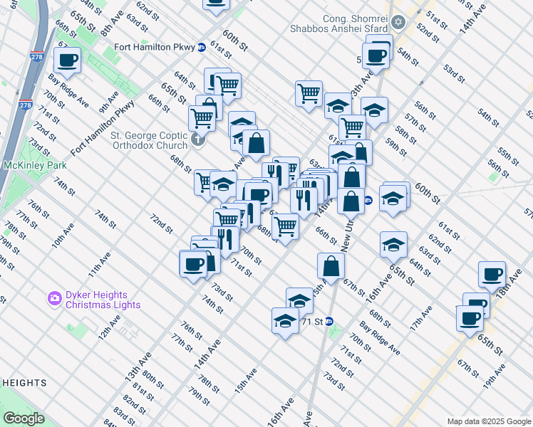 map of restaurants, bars, coffee shops, grocery stores, and more near in Brooklyn
