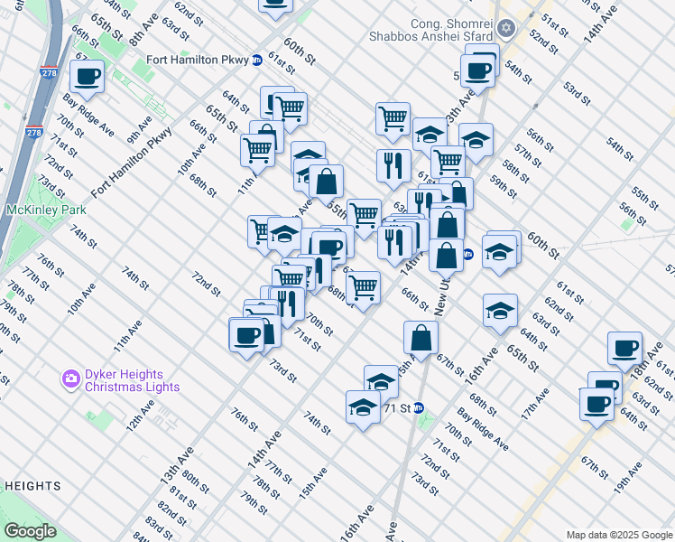 map of restaurants, bars, coffee shops, grocery stores, and more near in Brooklyn