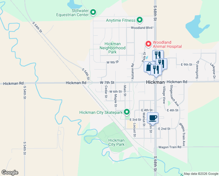 map of restaurants, bars, coffee shops, grocery stores, and more near 210 West 6th Street in Hickman