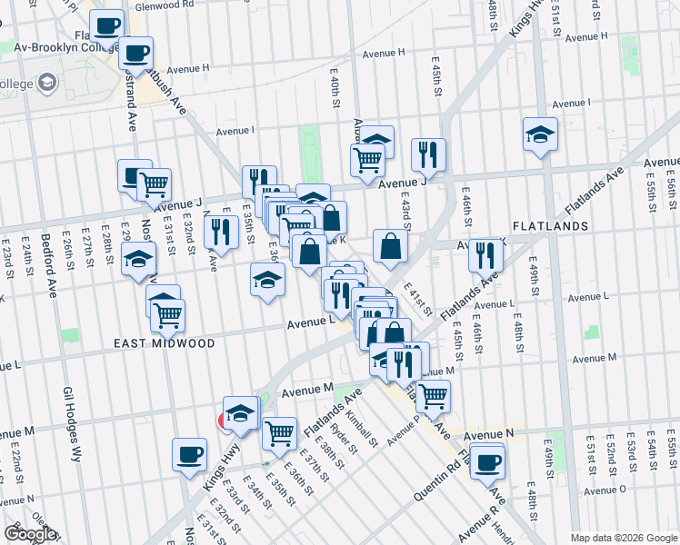 map of restaurants, bars, coffee shops, grocery stores, and more near 16 Hubbard Place in Brooklyn