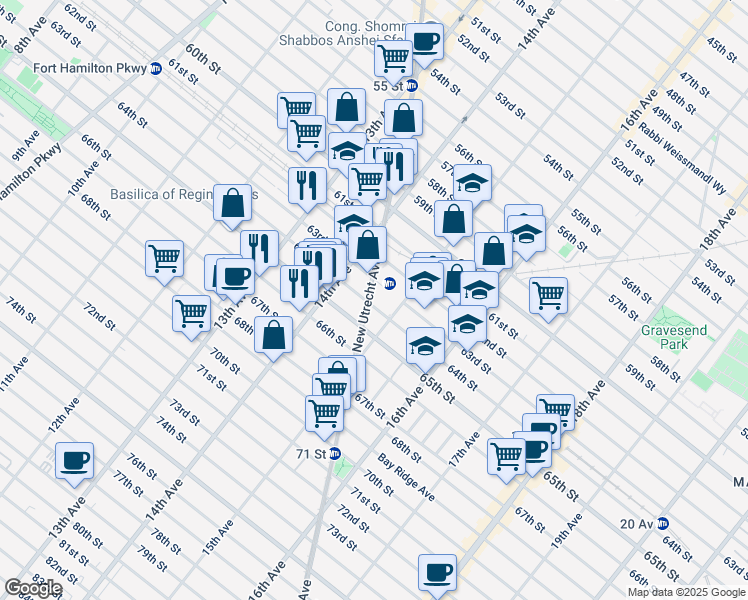 map of restaurants, bars, coffee shops, grocery stores, and more near 6310 15th Avenue in Brooklyn