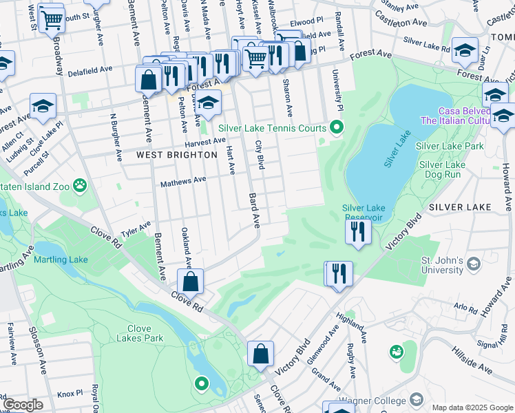 map of restaurants, bars, coffee shops, grocery stores, and more near 751 Bard Avenue in Staten Island