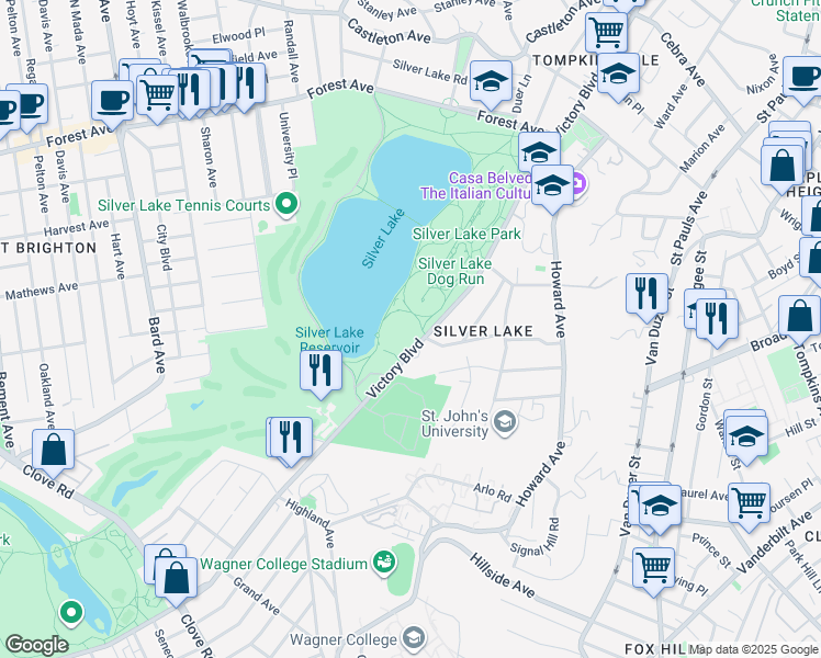 map of restaurants, bars, coffee shops, grocery stores, and more near in Staten Island