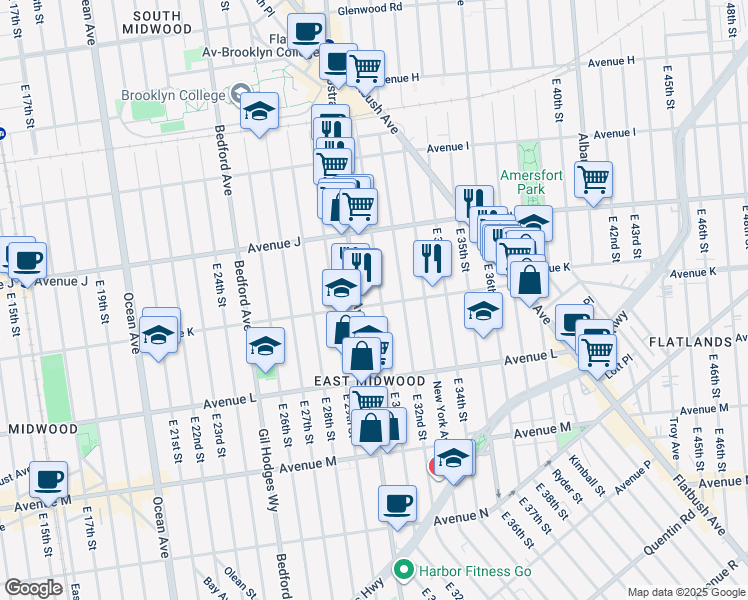 map of restaurants, bars, coffee shops, grocery stores, and more near 1094 East 31st Street in Brooklyn