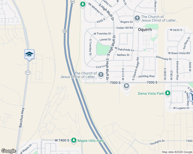 map of restaurants, bars, coffee shops, grocery stores, and more near 6955 Tourist Lane in West Jordan