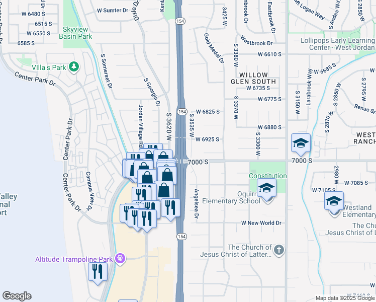 map of restaurants, bars, coffee shops, grocery stores, and more near 6968 South 3535 West in West Jordan
