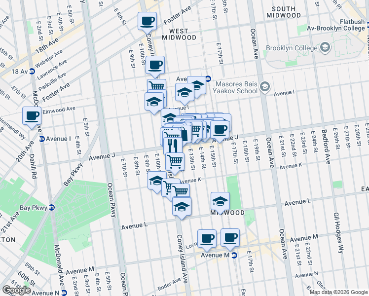 map of restaurants, bars, coffee shops, grocery stores, and more near in Brooklyn