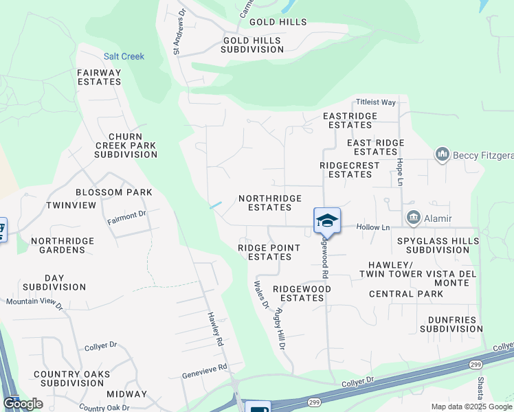 map of restaurants, bars, coffee shops, grocery stores, and more near 19237 Sedllins View Court in Redding