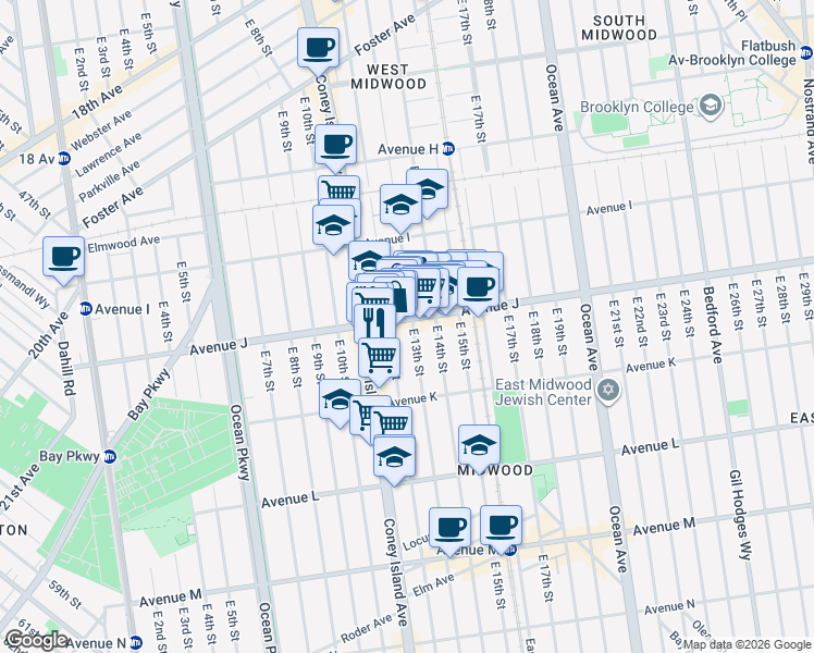 map of restaurants, bars, coffee shops, grocery stores, and more near in Brooklyn