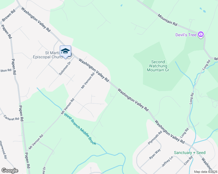 map of restaurants, bars, coffee shops, grocery stores, and more near 1424 Washington Valley Road in Bridgewater Township