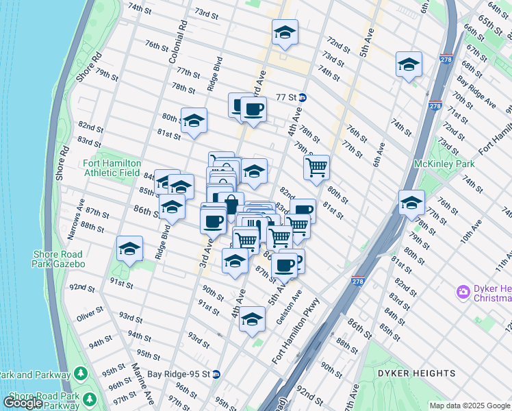 map of restaurants, bars, coffee shops, grocery stores, and more near in Brooklyn