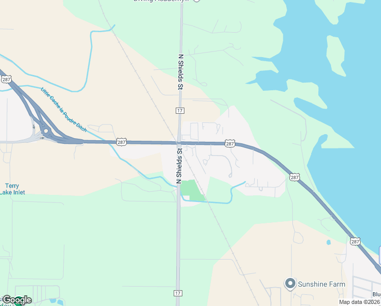 map of restaurants, bars, coffee shops, grocery stores, and more near 1021 U.S. 287 in Fort Collins