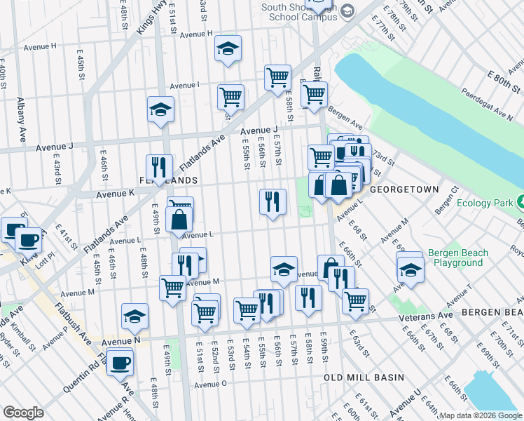map of restaurants, bars, coffee shops, grocery stores, and more near in Brooklyn