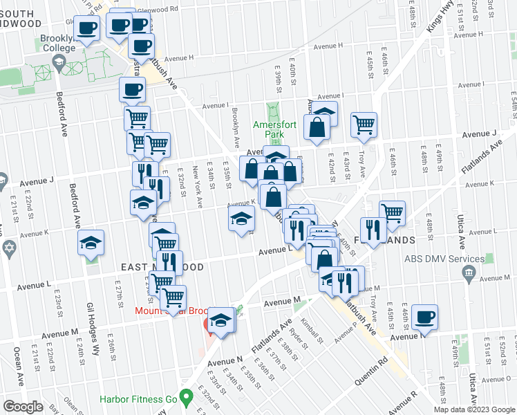 map of restaurants, bars, coffee shops, grocery stores, and more near 1289 East 37th Street in Brooklyn